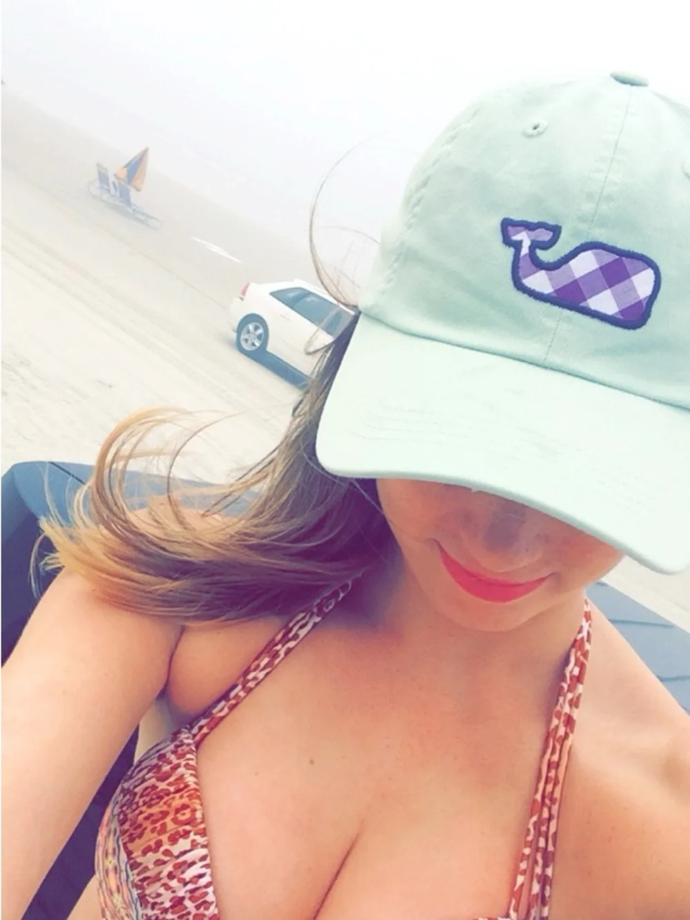 Vintage Vineyard Vines Baseball Cap Light Green & Purple Plaid